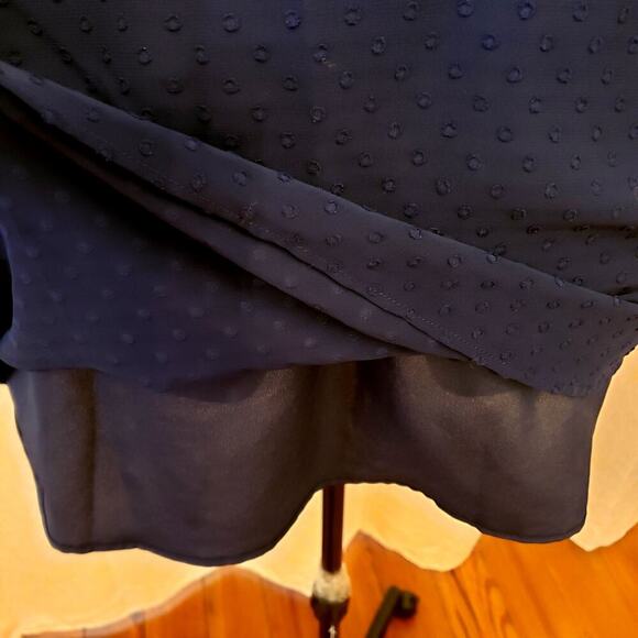 Talbots Blue Swiss Dot Blouse Sheer Long Sleeve Button Front | Size XL - Picture 8 of 11